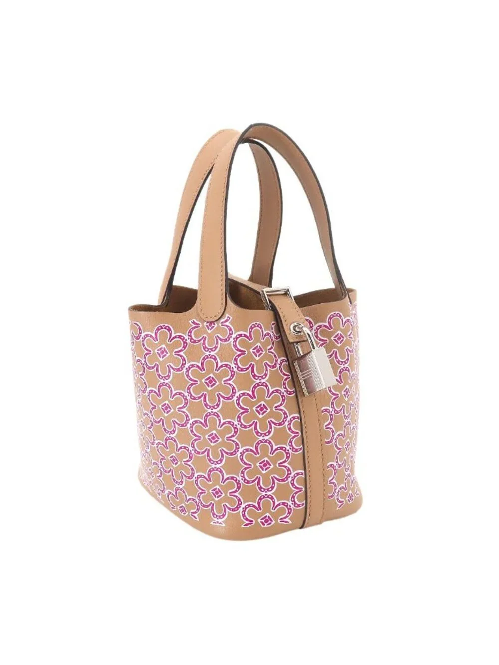 Hermes Picotin Lock Micro Lucky Daisy Hand Bag Swift Chai Rose Blanc
